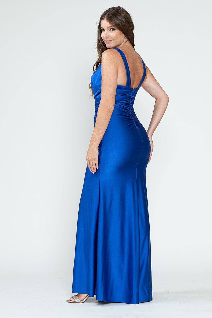 Wholesale Bridesmaid Dress V-Neck Ruched Red Carpet Gown By LAF5319