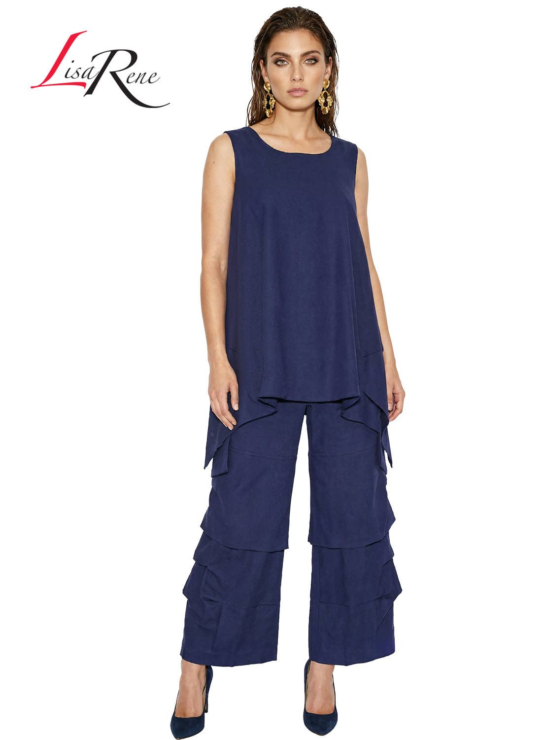 Style 3390, Lisa Rene' , 2Pc. Tunic & Pant Set, Linen/Viscose Fabric.