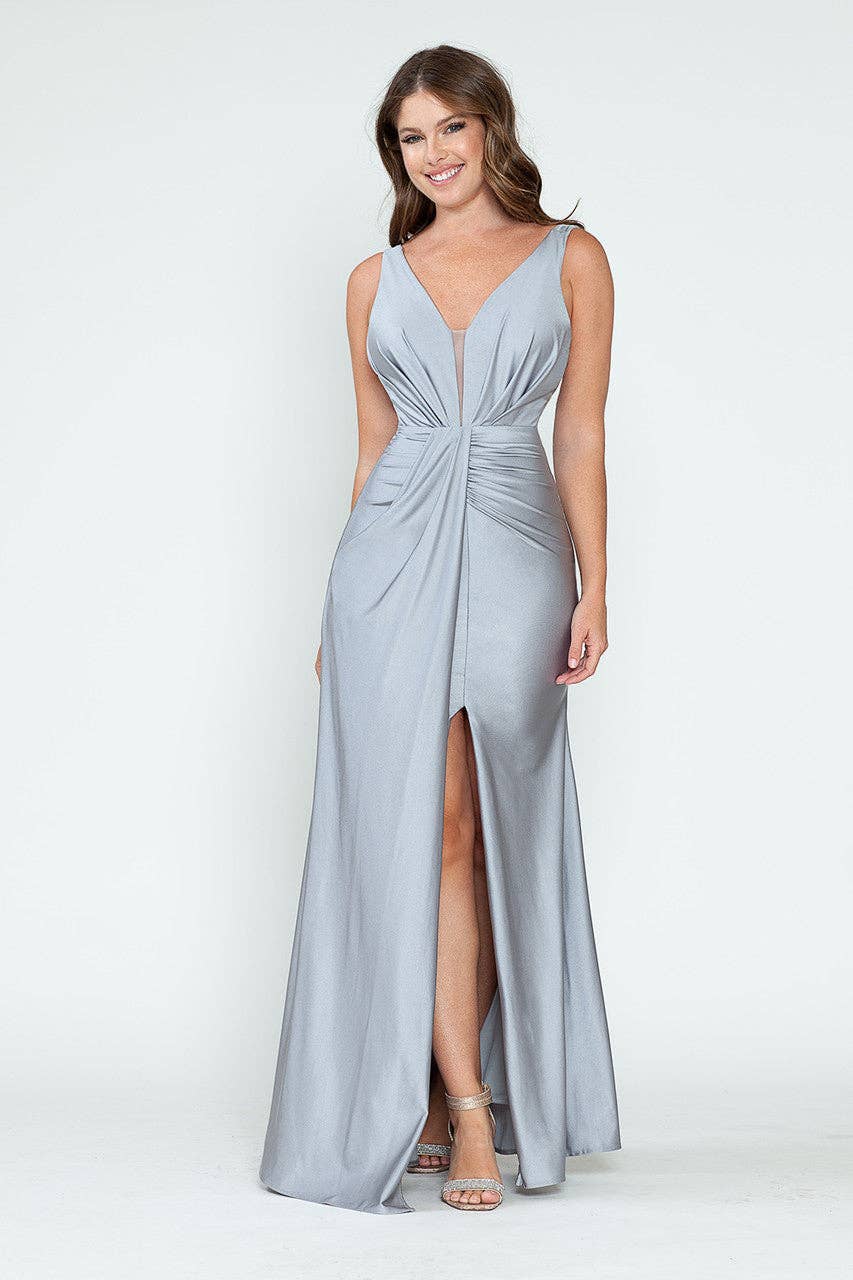 Wholesale Bridesmaid Dress V-Neck Ruched Red Carpet Gown By LAF5319