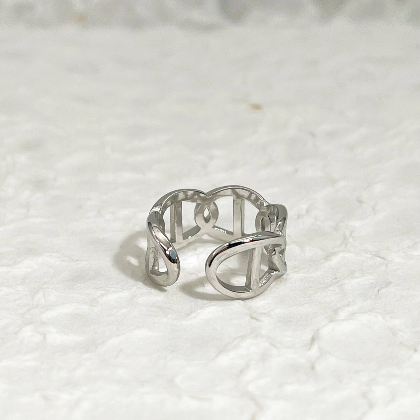 Silver Marine Cross Chain Ring