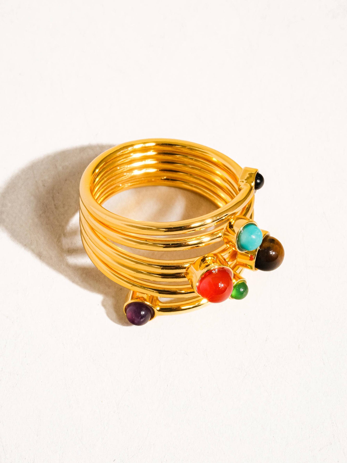 Teigan 18K Gold Multi Color Stone Layered Ring