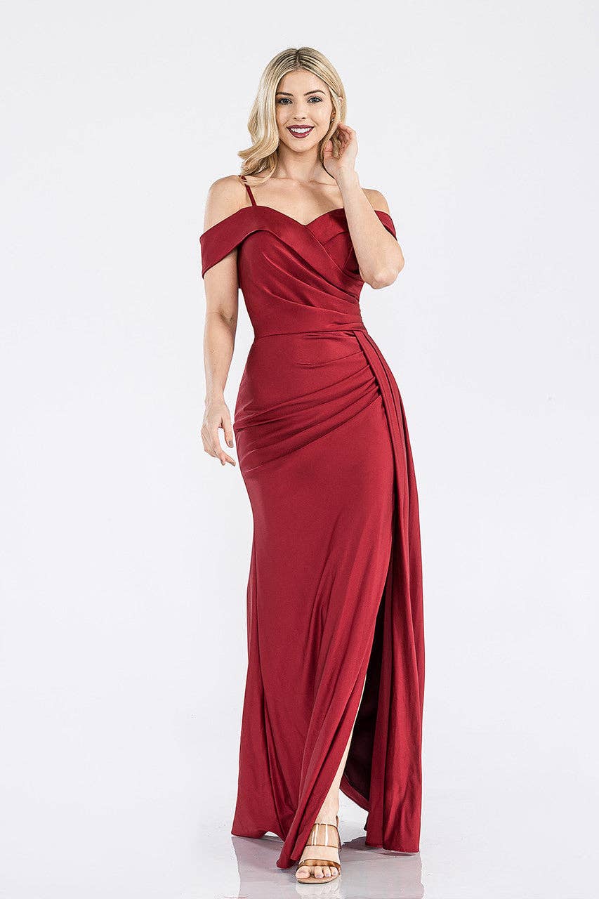 Wholesale Formal Dress Off The Shoulder Ruched Prom Gown By LAF5320