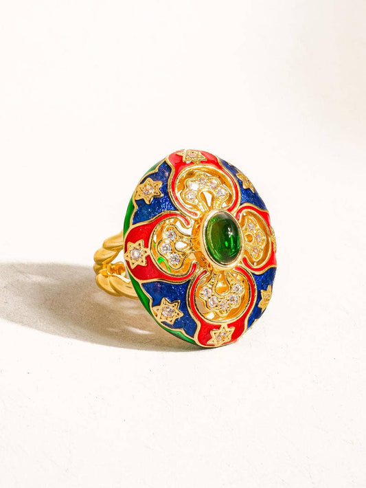 Darla 18K Gold Vintage Statement Oval Ring