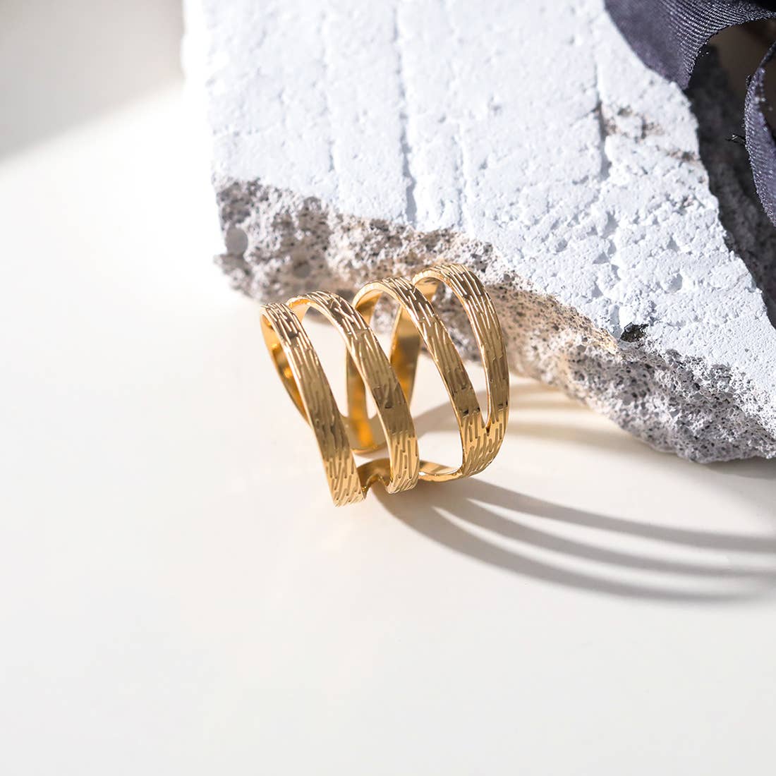 Multi Line Adjustable Gold Ring