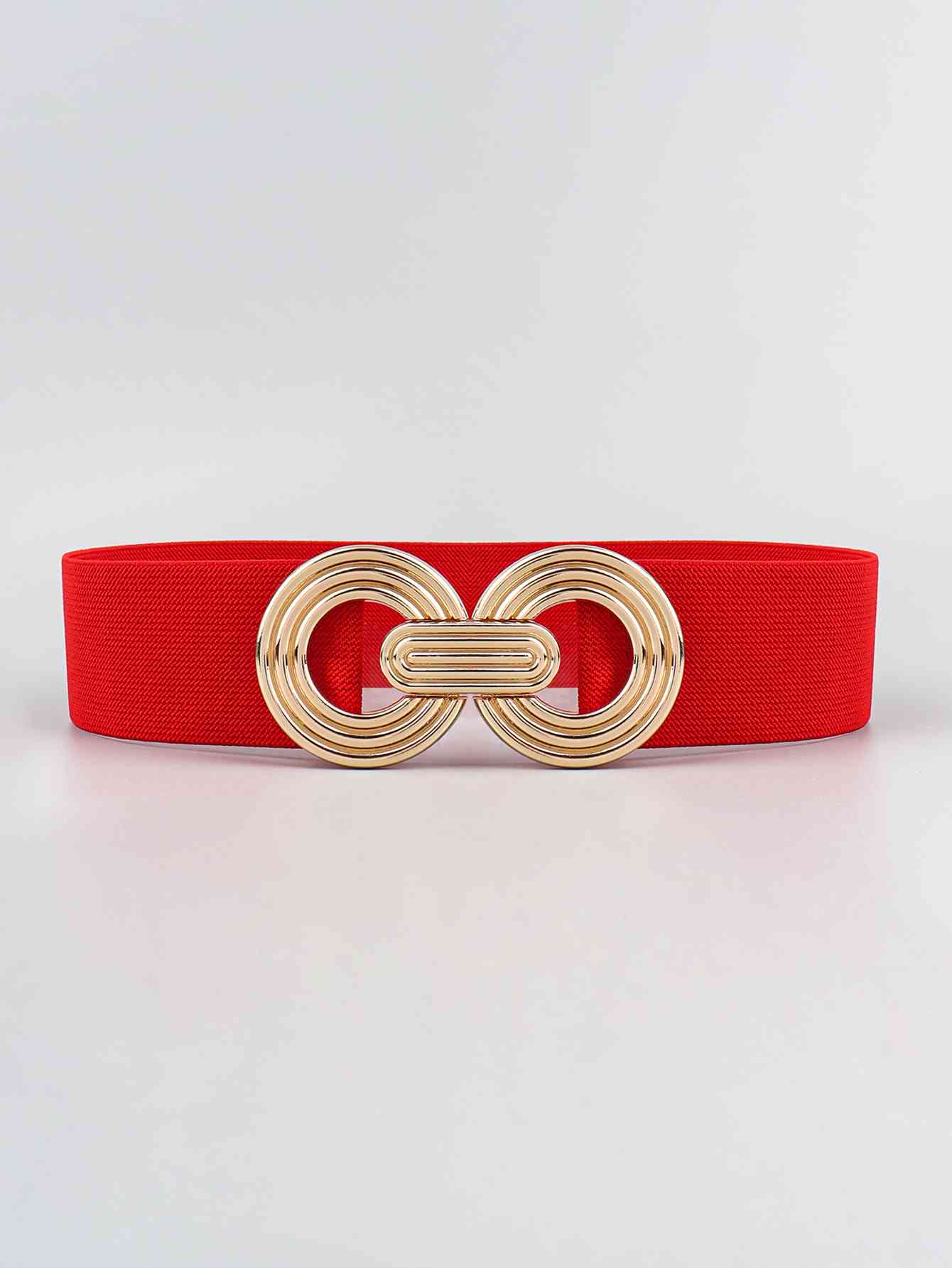 Geometric Buckle Elastic Wide Belt